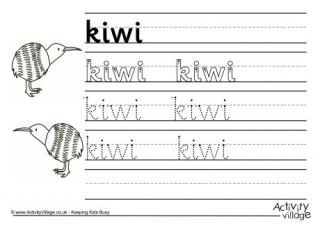 Kiwi Handwriting Worksheet