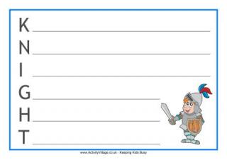 Knight Acrostic Poem Printable