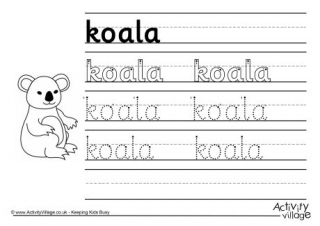 Koala Handwriting Worksheet