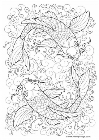 Koi Carp Colouring Page