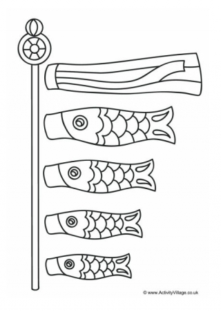 Koinobori Colouring Page