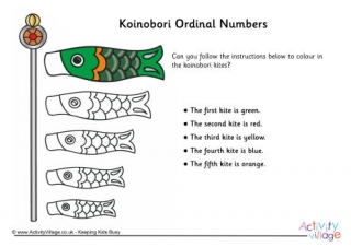 Koinobori Ordinal Numbers Colouring