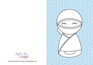 Kokeshi Doll Colour Pop Colouring Card 6