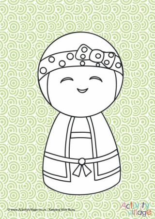 Kokeshi Doll Colour Pop Colouring Page 3