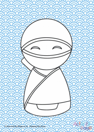 Kokeshi Doll Colour Pop Colouring Page 6