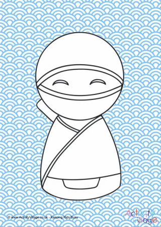 Kokeshi Doll Colour Pop Colouring Page 6