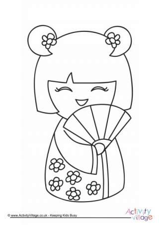 Kokeshi Doll Colouring Page 1