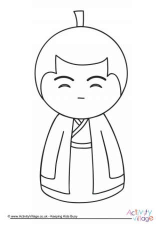 Kokeshi Doll Colouring Page 2