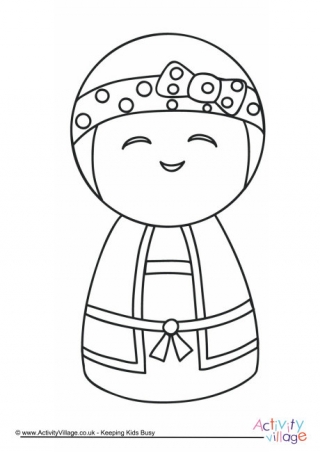 Kokeshi Dolls Coloring Pages Kokeshi Dolls