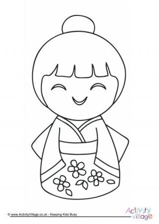 Kokeshi Doll Colouring Page 4