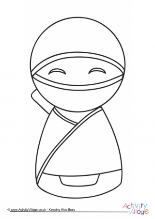 Kokeshi Doll Colouring Page 6