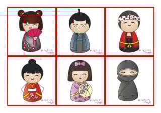 Kokeshi Dolls Matching Cards
