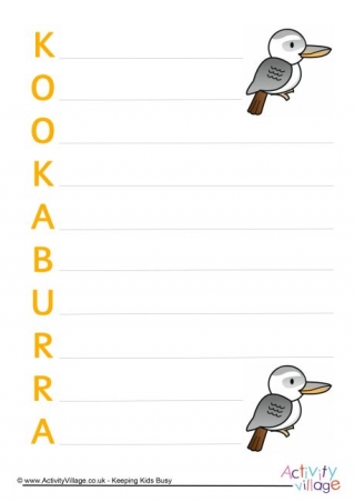 Kookaburra Acrostic Poem Printable