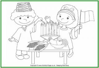 Kwanzaa Colouring Page - Kids Lighting Kinara