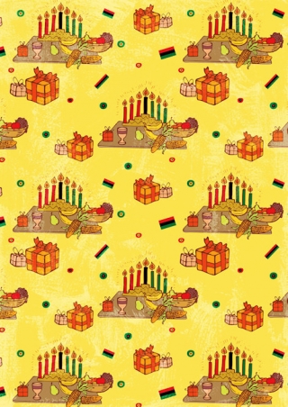 Kwanzaa Symbols Textured Scrapbook Paper