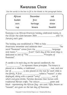 Kwanzaa Worksheets