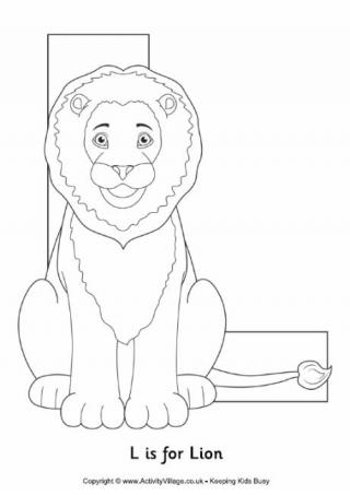 L is for Lion Colouring Page