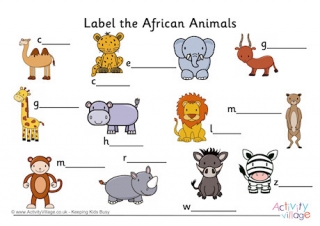 Label the African Animals