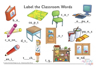 Label the Classroom Words