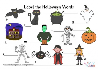 Label the Halloween Words