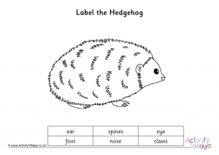 Label the Hedgehog Worksheet