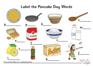 Label the Pancake Day Words