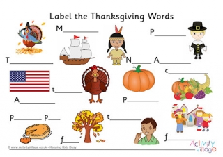 Label the Thanksgiving Words