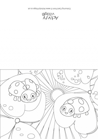 Ladybirds Scene Colouring Card