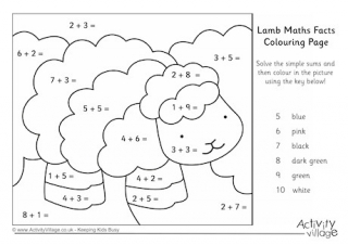 Lamb Maths Facts Colouring Page