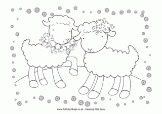 Lambs Colouring Page