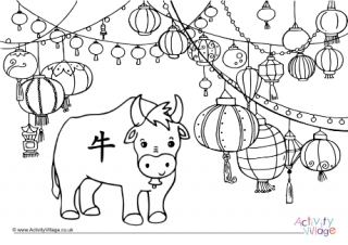 Lantern Festival Year Of The Ox Colouring Page