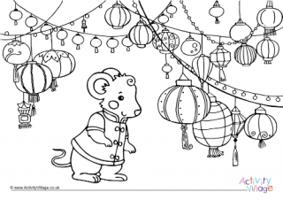 Lantern Festival Year of the Rat Colouring Page