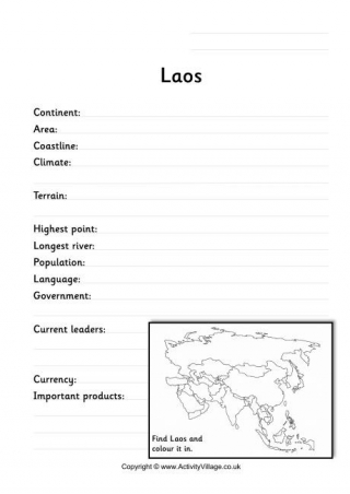 Laos Fact Worksheet