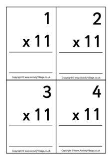 Large Times Tables Flash Cards