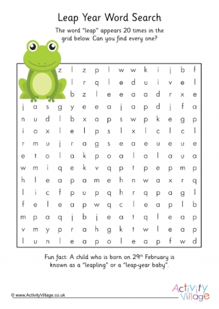 Leap Year Word Search