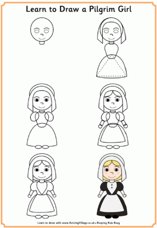 Learn to Draw a Pilgrim Girl