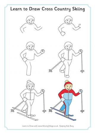Learn to Draw Cross Country Skiing