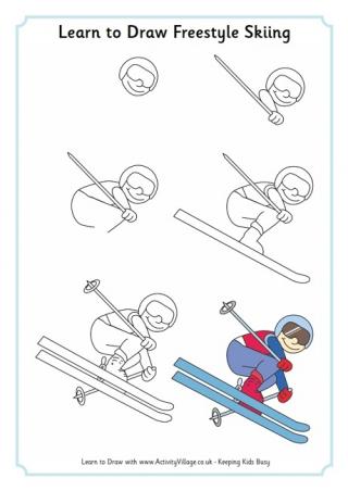 Learn to Draw Freestyle Skiing