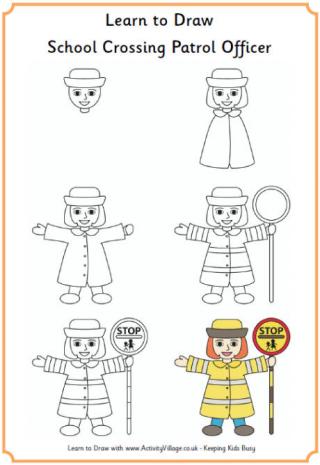 Learn to Draw a School Crossing Patrol Officer