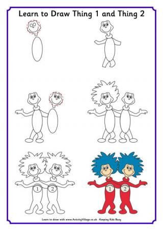 Learn to Draw Thing 1 and Thing 2