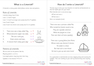 Learning about Limericks Printable