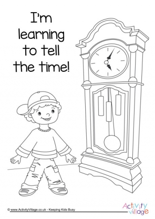 Learning To Tell The Time Colouring Page