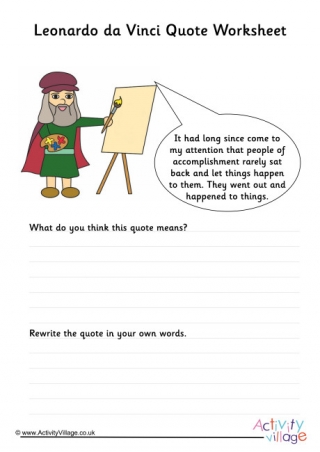 Leonardo da Vinci Quote Worksheet