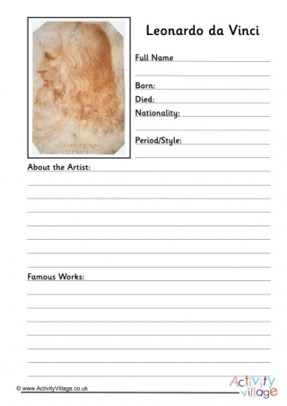 Leonardo da Vinci Worksheet 2