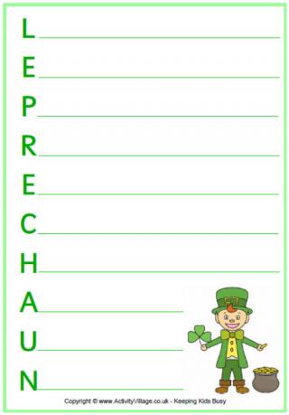 Leprechaun Acrostic Printables