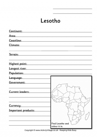 Lesotho Fact Worksheet