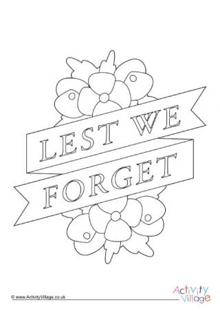 Lest We Forget colouring page