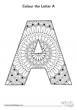 Letter A Mandala Colouring Page