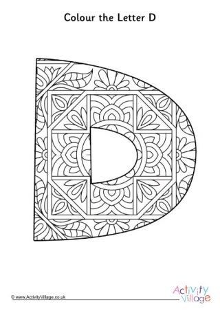 Letter D Mandala Colouring Page