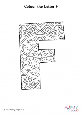 Letter F Mandala Colouring Page